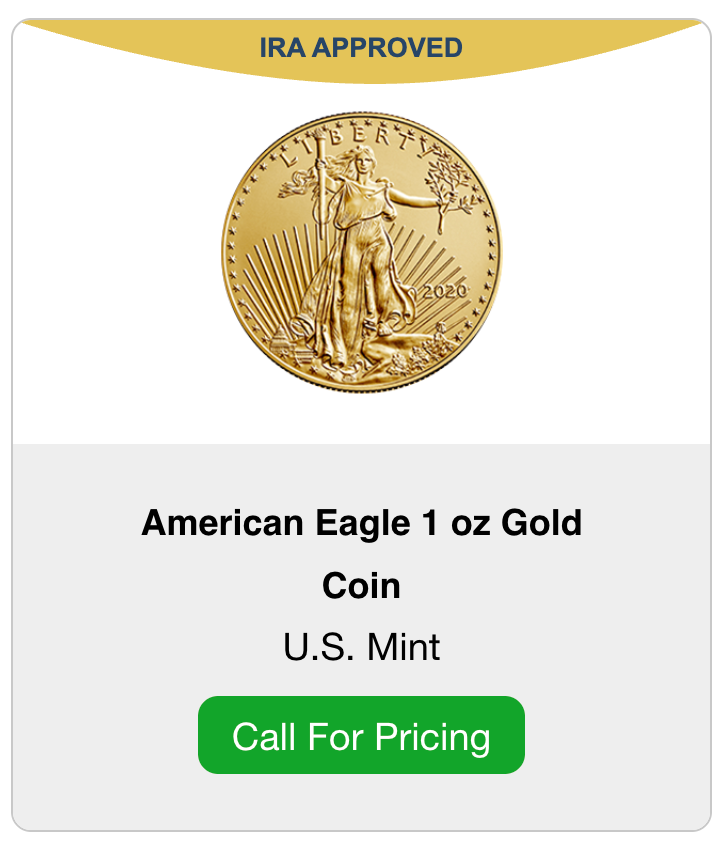Image of an American Eagle coin from the AMG website with a button saying "Call for Pricing"