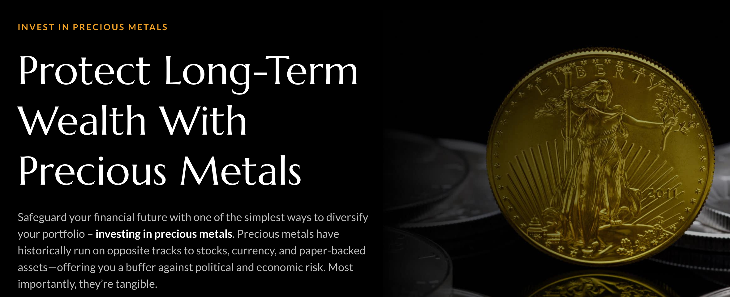Image from the Noble Gold website introducing how to protect wealth with precious metals