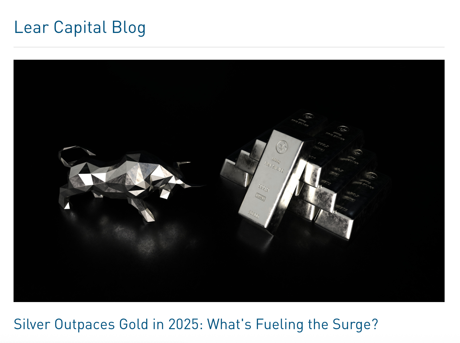 Image of the latest blog post on the Lear Capital website