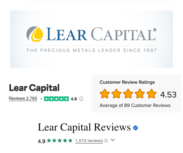 Image of ratings for Lear Capital on consumer review sites